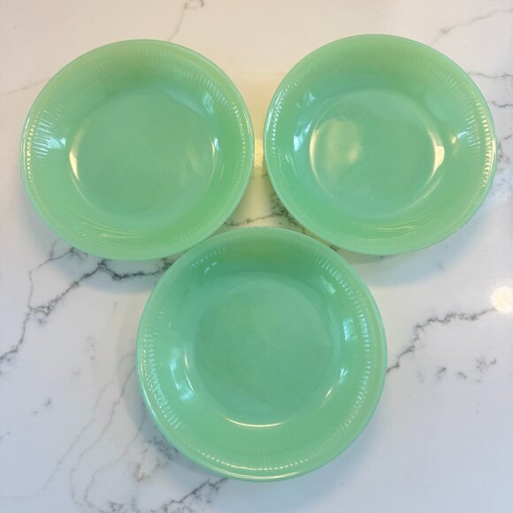 Fire-King Jane Ray Jadeite 7 5/8″ Soup Plate (Set of 3) - Picture 1 of 7